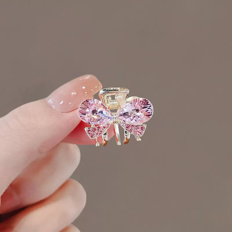 Mini crystal-style hair claw clip for bangs and side sections
