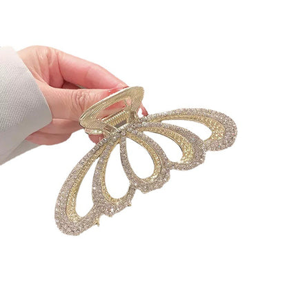 Gold Tail Fin Hair Claw Clip side-in-hair view