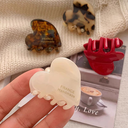 Acetate Heart Mini Hair Claw Clip view 4