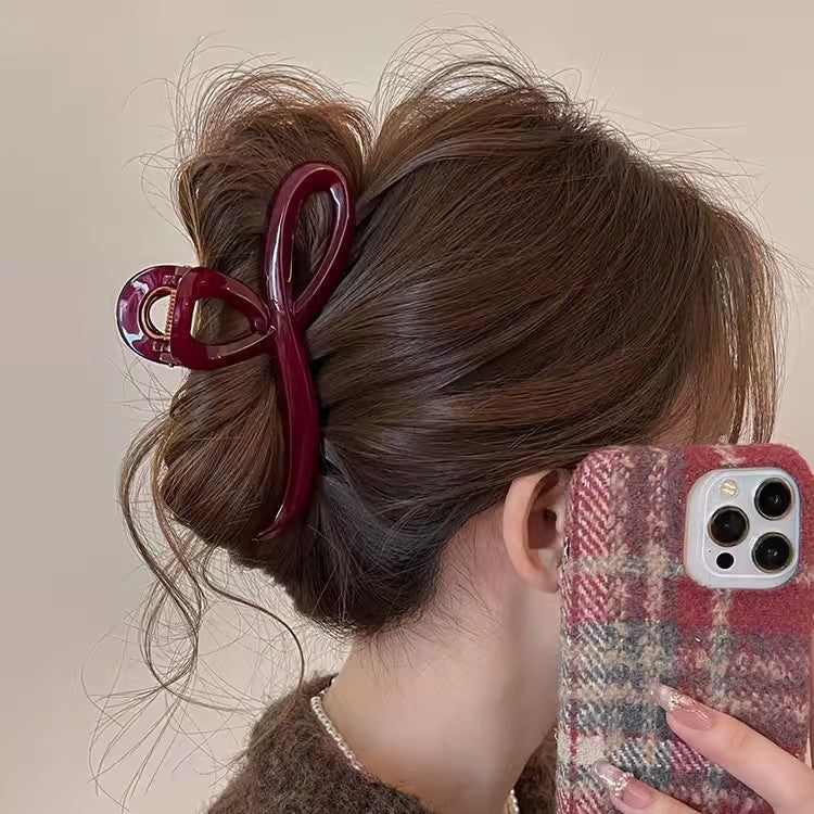 Burgundy Sculpted Hair Claw Clip view 3