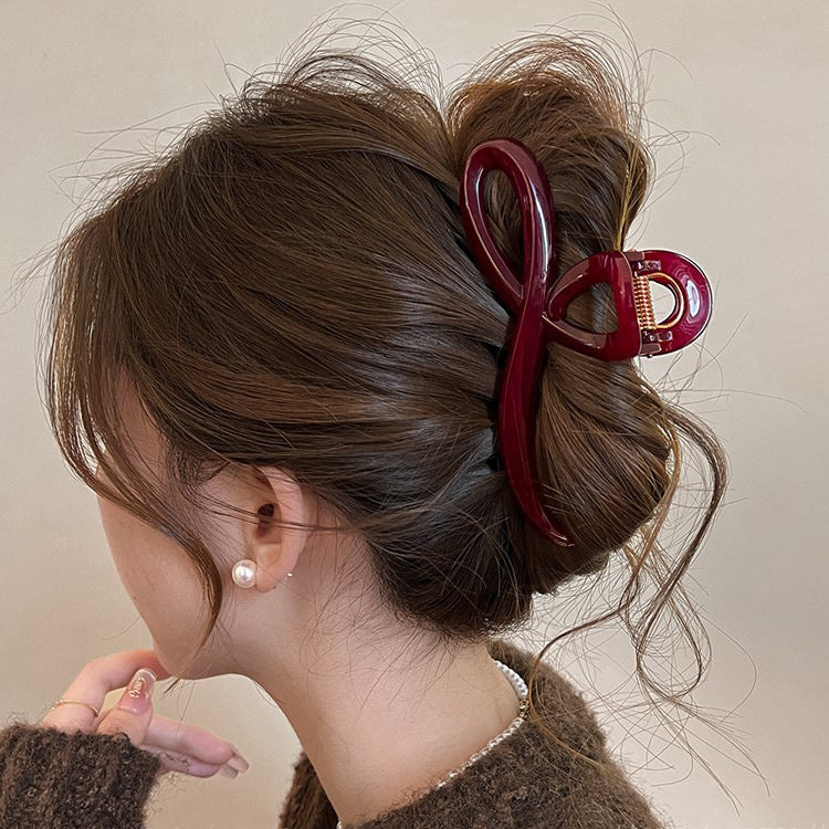 Burgundy Sculpted Hair Claw Clip view 4