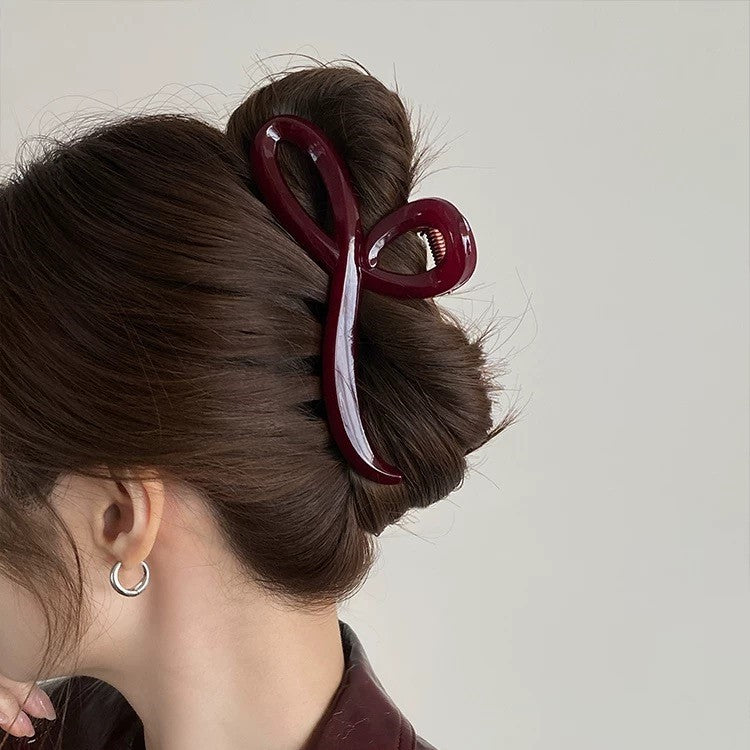 Burgundy Sculpted Hair Claw Clip