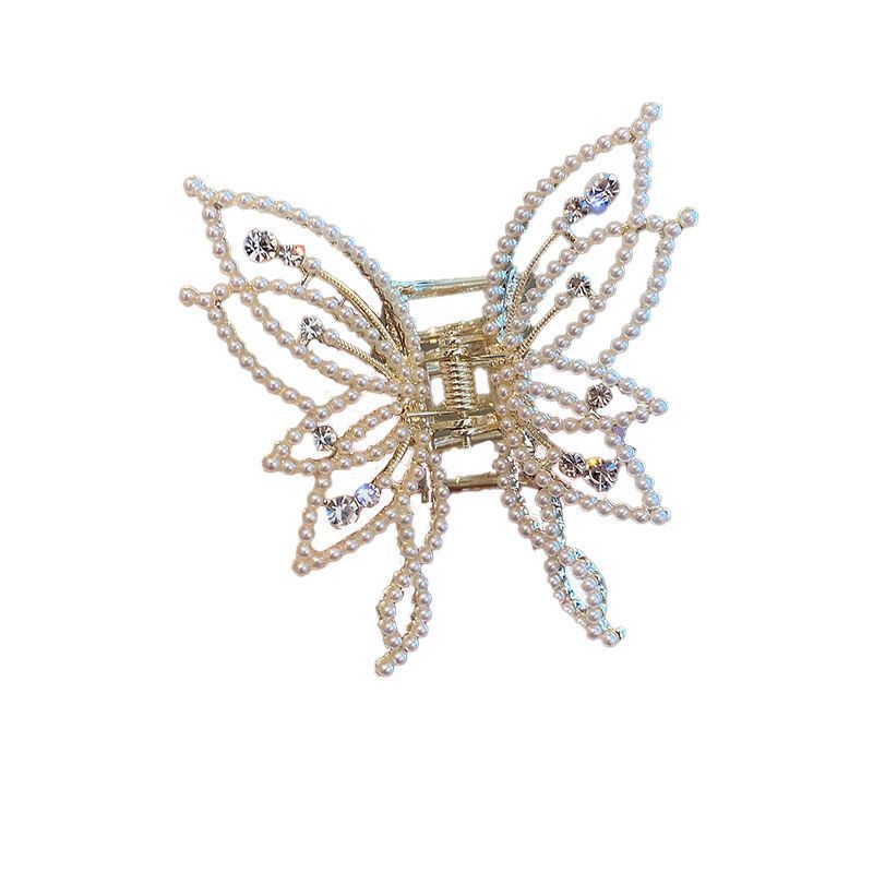 Butterfly Hair Claw Clip with Pearl or Rhinestone Detail view 3