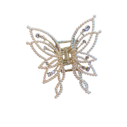 Butterfly Hair Claw Clip with Pearl or Rhinestone Detail view 3