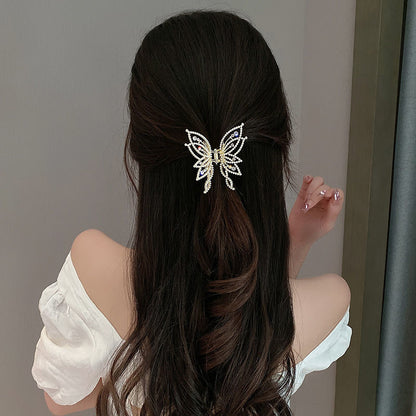 Butterfly Hair Claw Clip with Pearl or Rhinestone Detail view 4