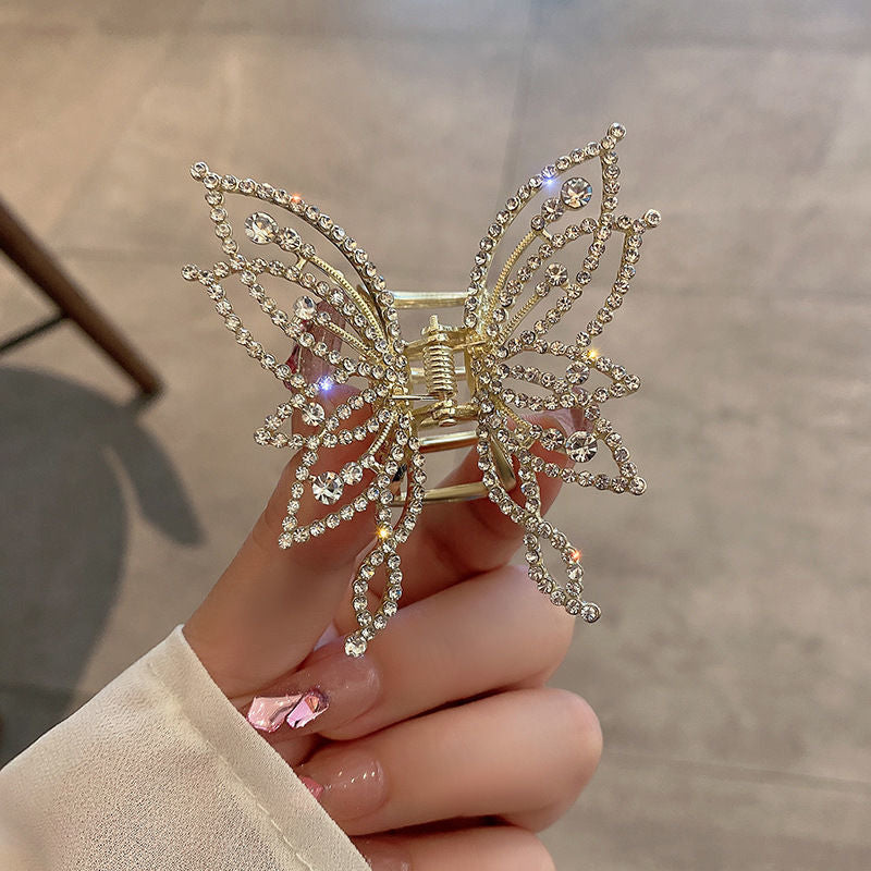 Butterfly Hair Claw Clip with Pearl or Rhinestone Detail view 5