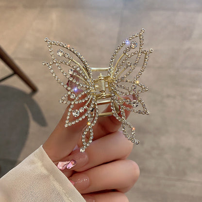 Butterfly Hair Claw Clip with Pearl or Rhinestone Detail view 5