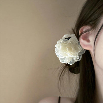 Camellia Organza Flower Hair Claw Clip view 3