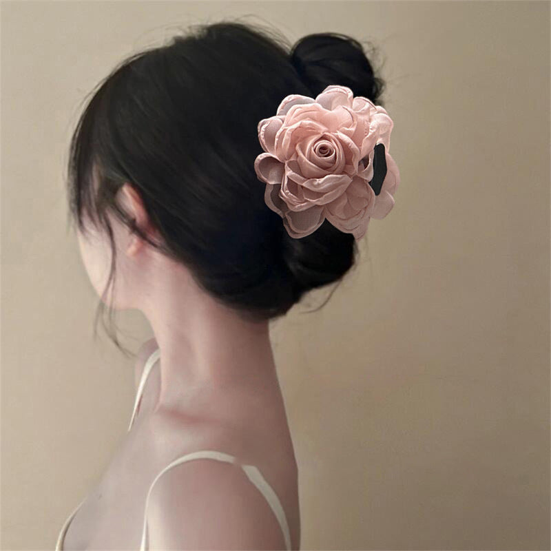 Camellia Organza Flower Hair Claw Clip view 4