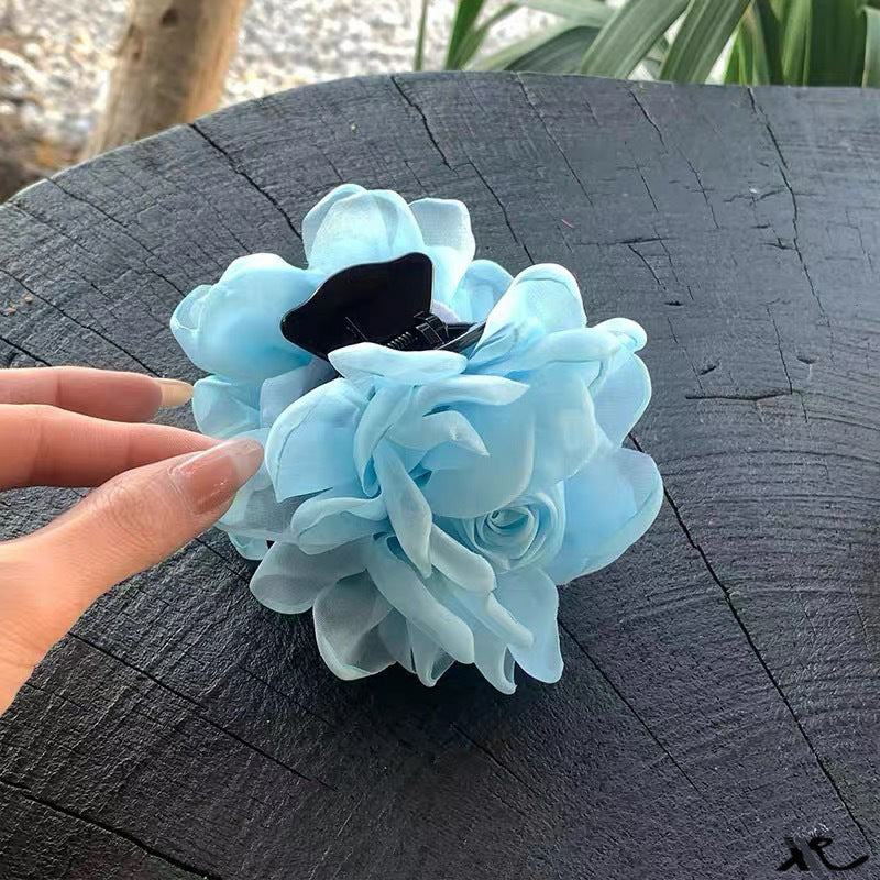 Camellia Organza Flower Hair Claw Clip view 8