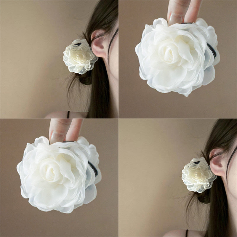 Camellia Organza Flower Hair Claw Clip