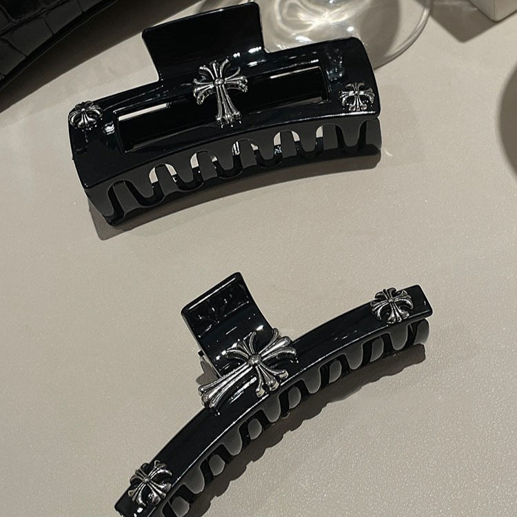 Cross Accent Black Hair Claw Clip view 2