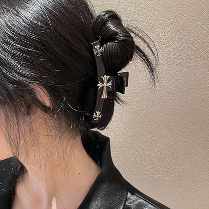 Cross Accent Black Hair Claw Clip view 3