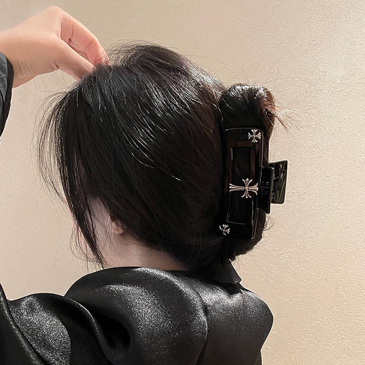Cross Accent Black Hair Claw Clip view 4