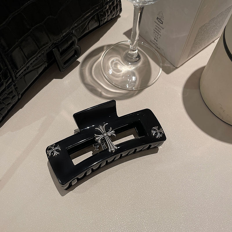 Cross Accent Black Hair Claw Clip view 6