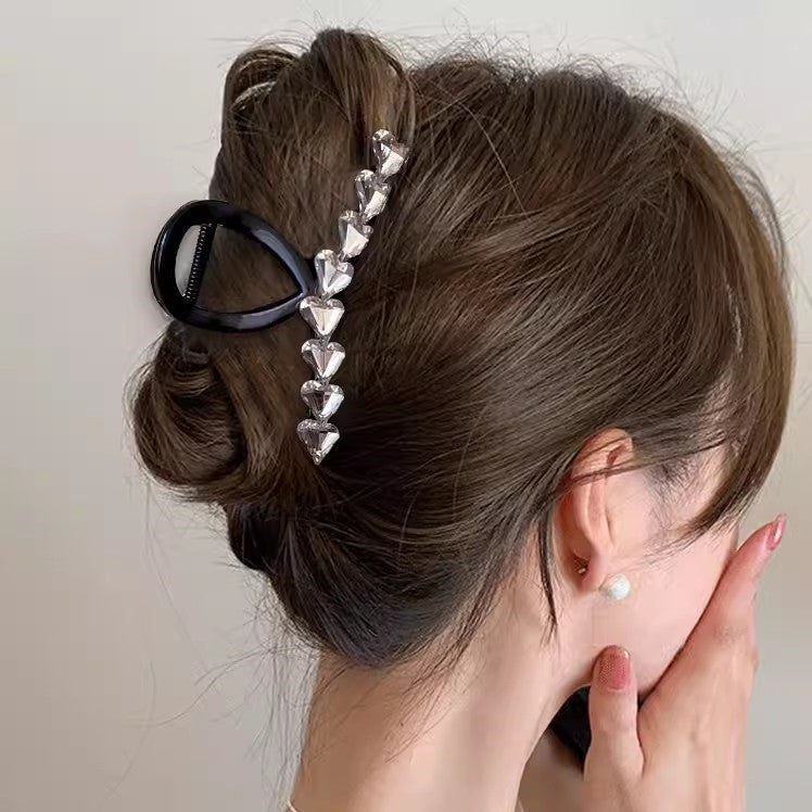 Crystal Heart Hair Claw Clip