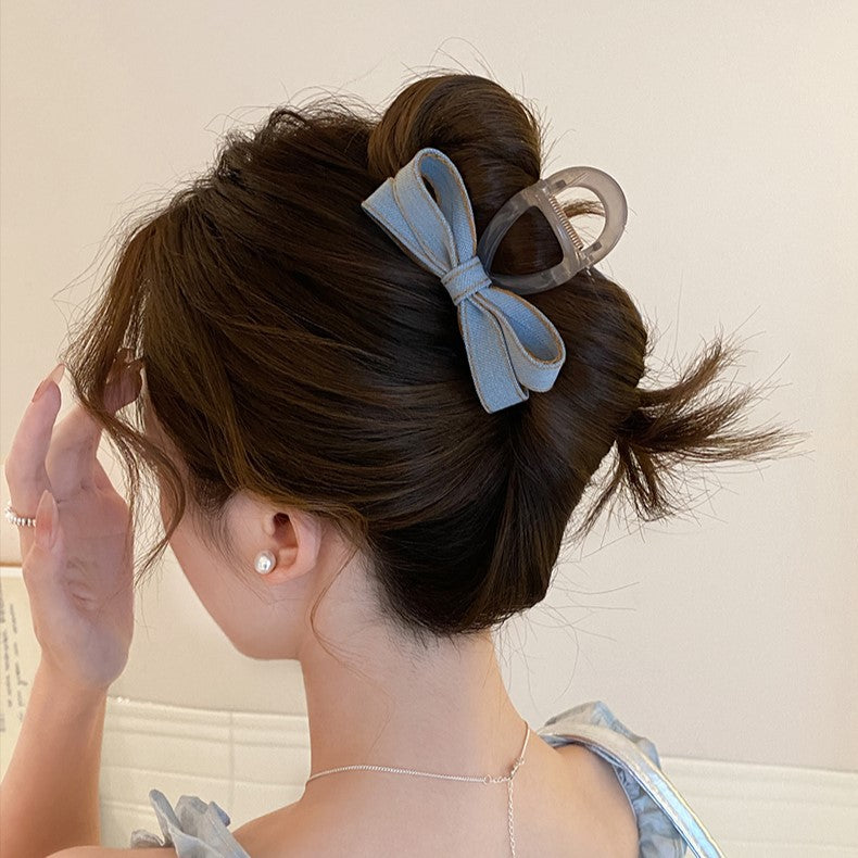 Denim Bow Hair Claw Clip view 4