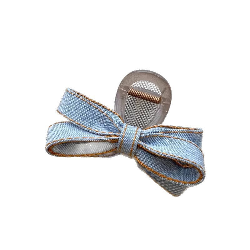 Denim Bow Hair Claw Clip view 5
