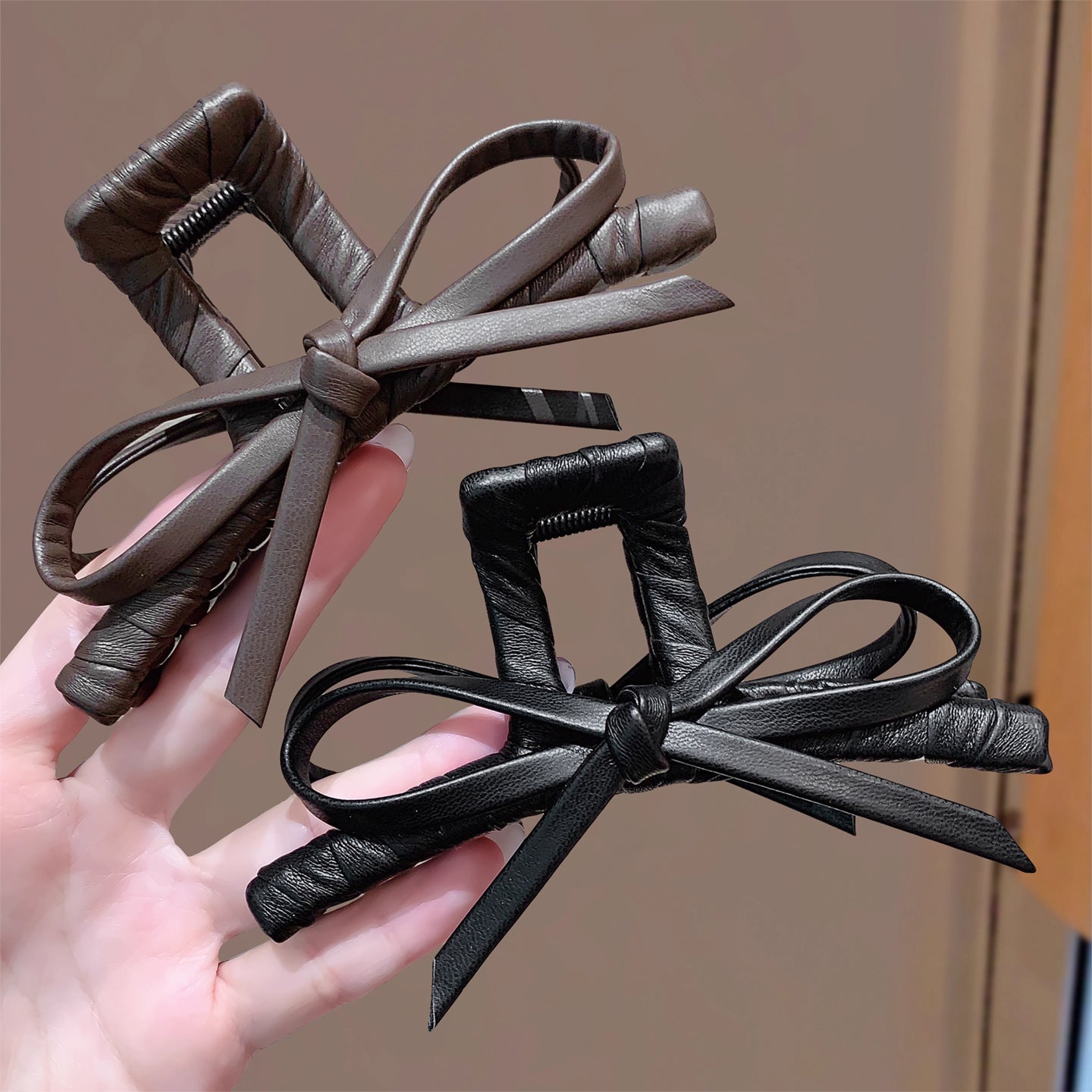 Faux Leather Bow Hair Claw Clip view 2