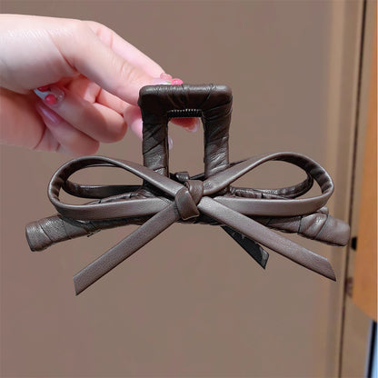 Faux Leather Bow Hair Claw Clip view 4