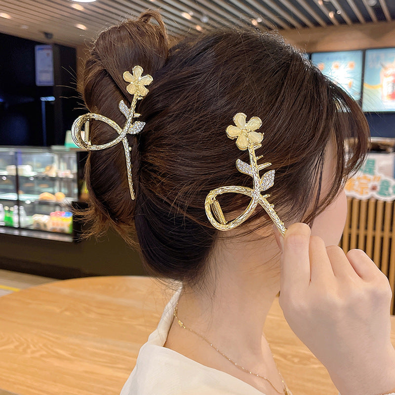 Floral Rhinestone Hair Claw Clip view 3