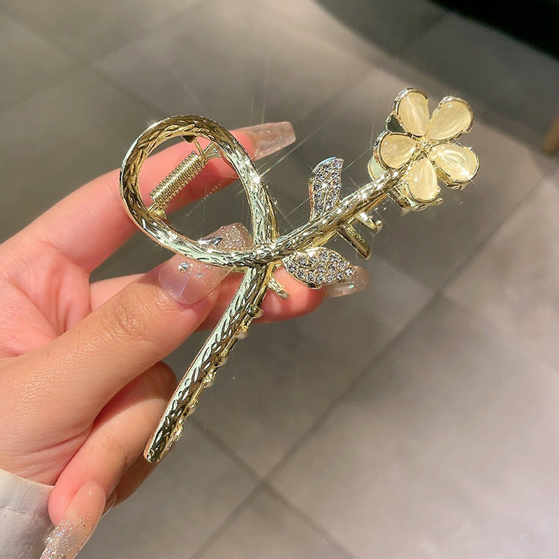 Floral Rhinestone Hair Claw Clip view 7