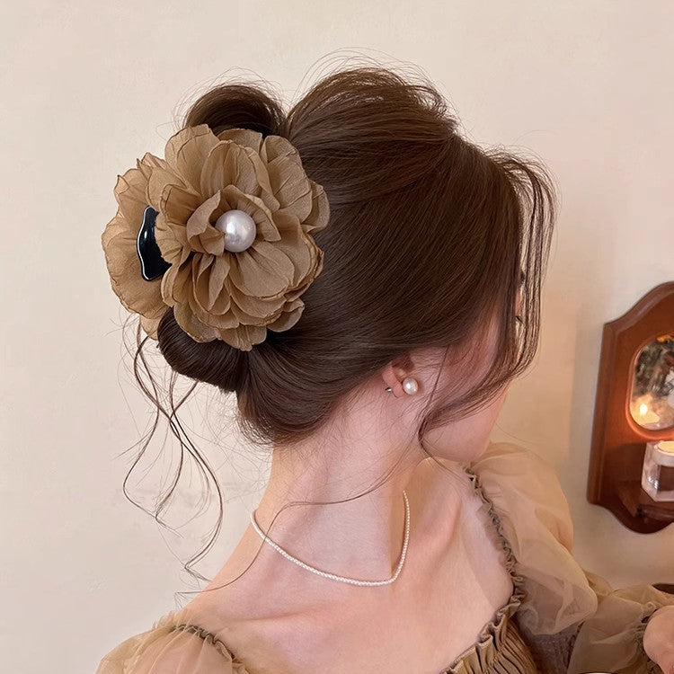 Flower Pearl Hair Claw Clip view 2