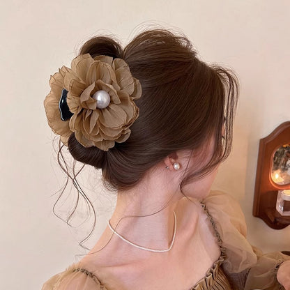 Flower Pearl Hair Claw Clip view 2