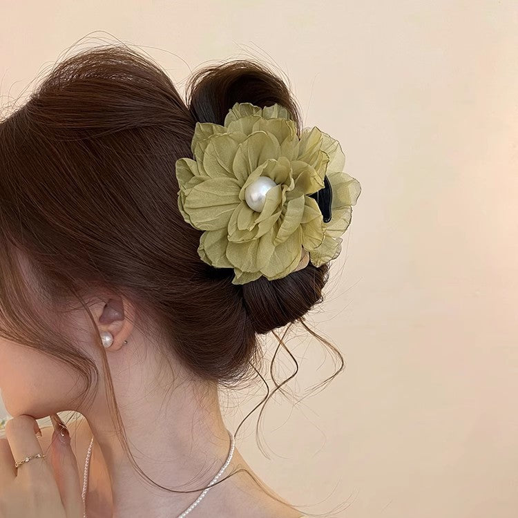 Flower Pearl Hair Claw Clip view 4