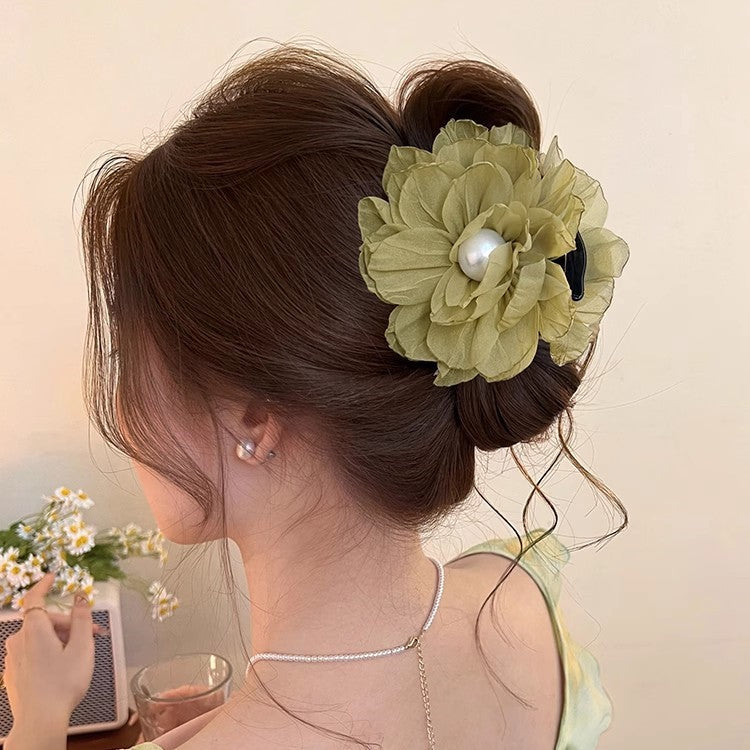 Flower Pearl Hair Claw Clip view 6