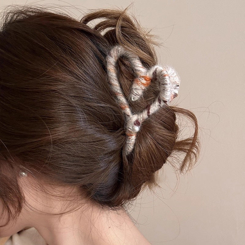 Fuzzy Heart Hair Claw Clip view 3