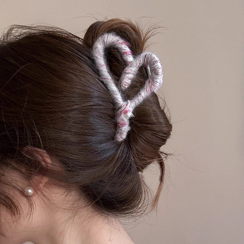 Fuzzy Heart Hair Claw Clip