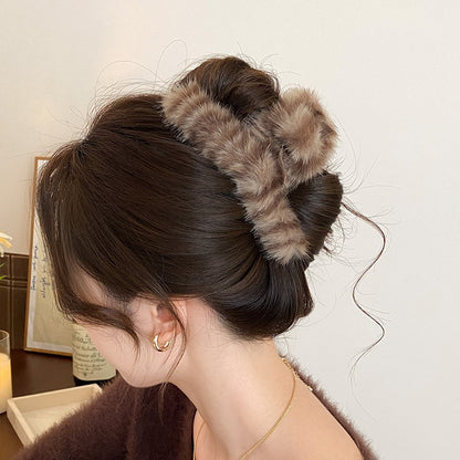 Fuzzy Leopard Hair Claw Clip