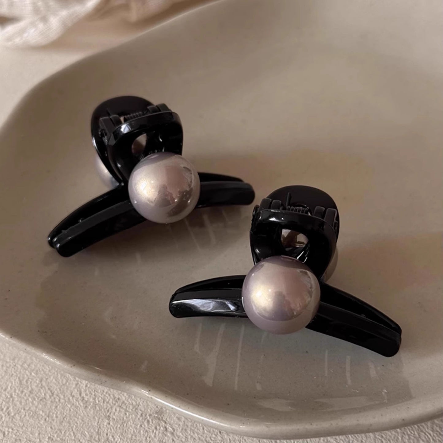 Glossy Pearl Mini Hair Claw Clip view 2