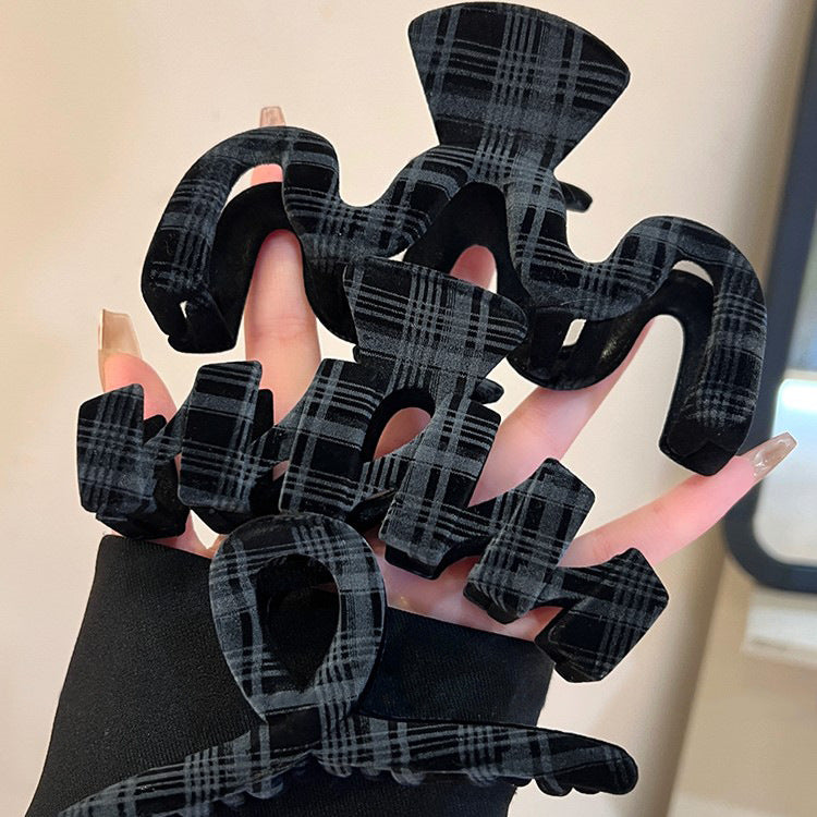 Grey Plaid Hair Claw Clip view 2