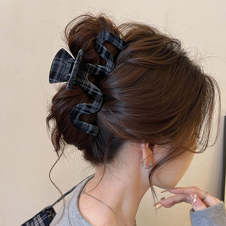 Grey Plaid Hair Claw Clip view 4