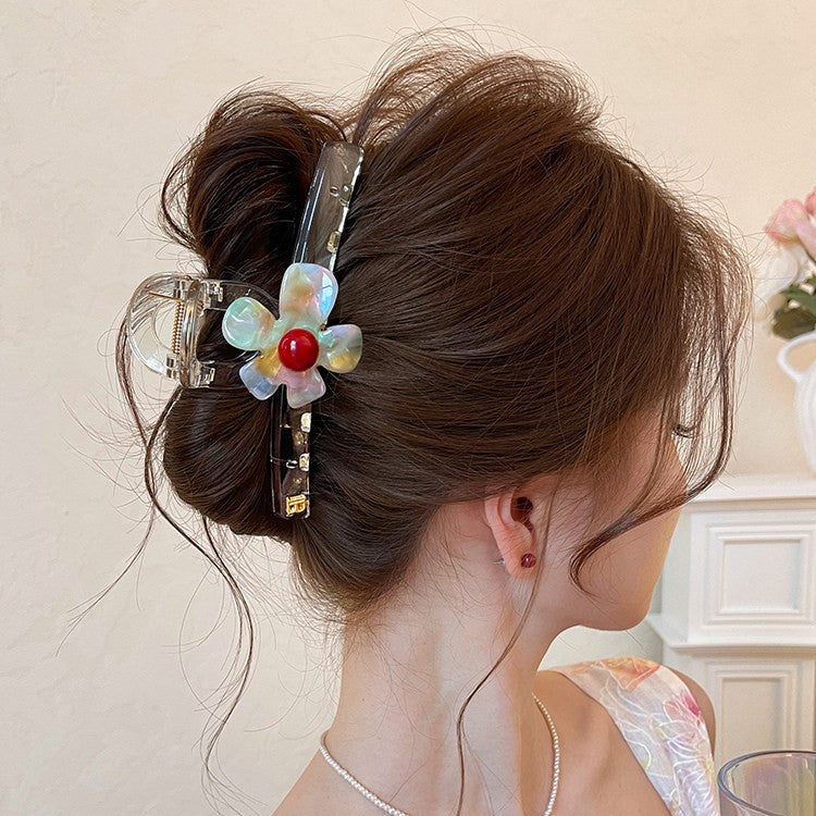 Iridescent Flower Hair Claw Clip