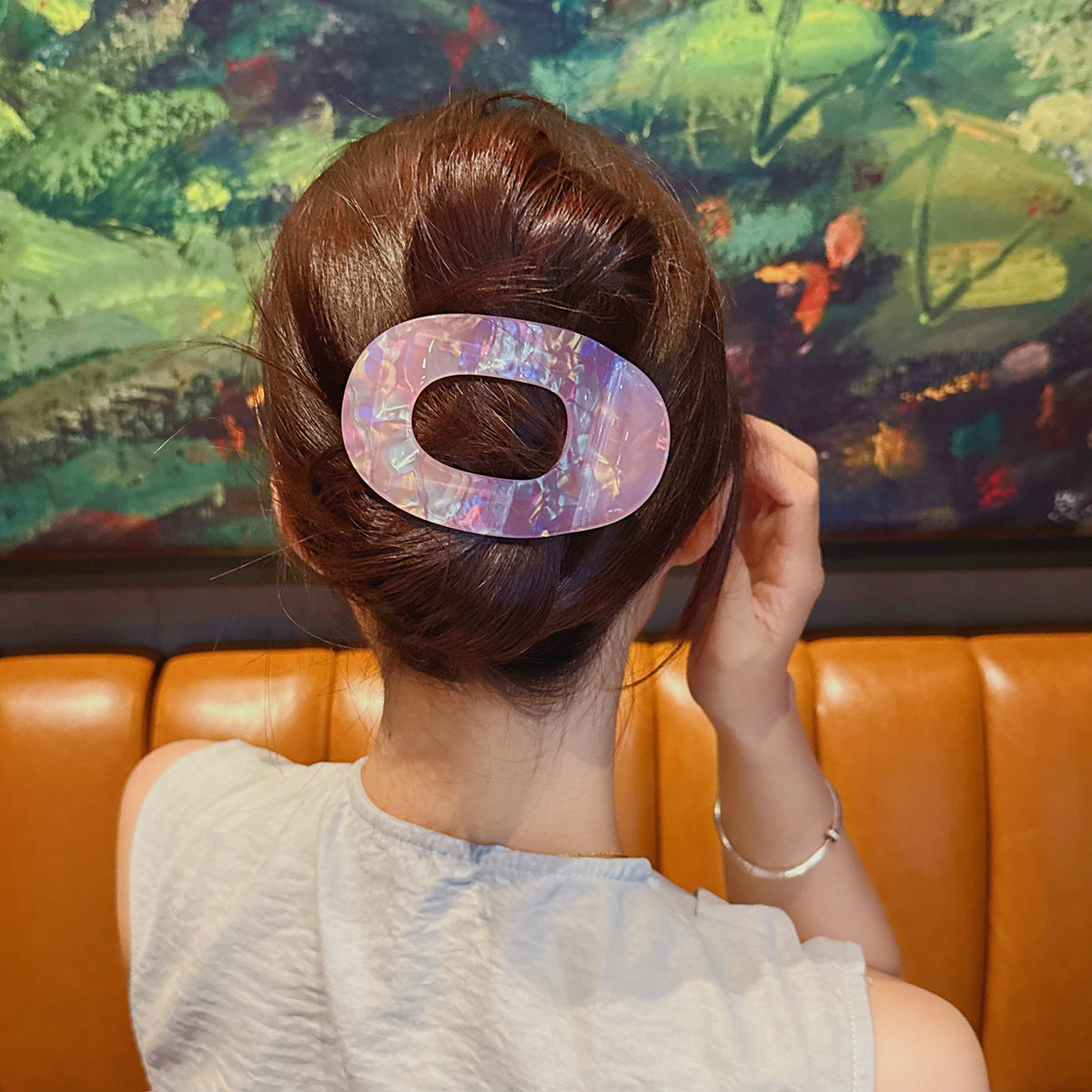 Iridescent Oval Hair Claw Clip view 4
