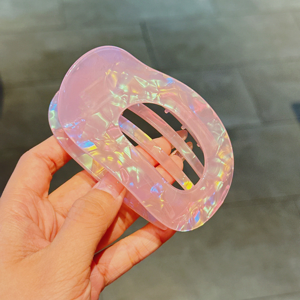 Iridescent Oval Hair Claw Clip view 6