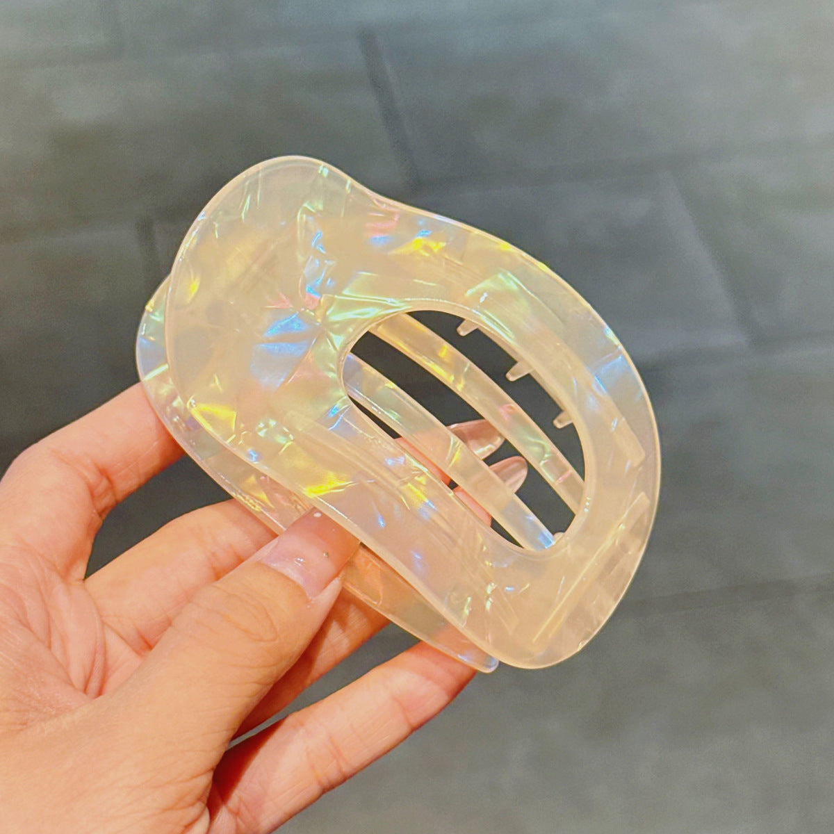 Iridescent Oval Hair Claw Clip view 8