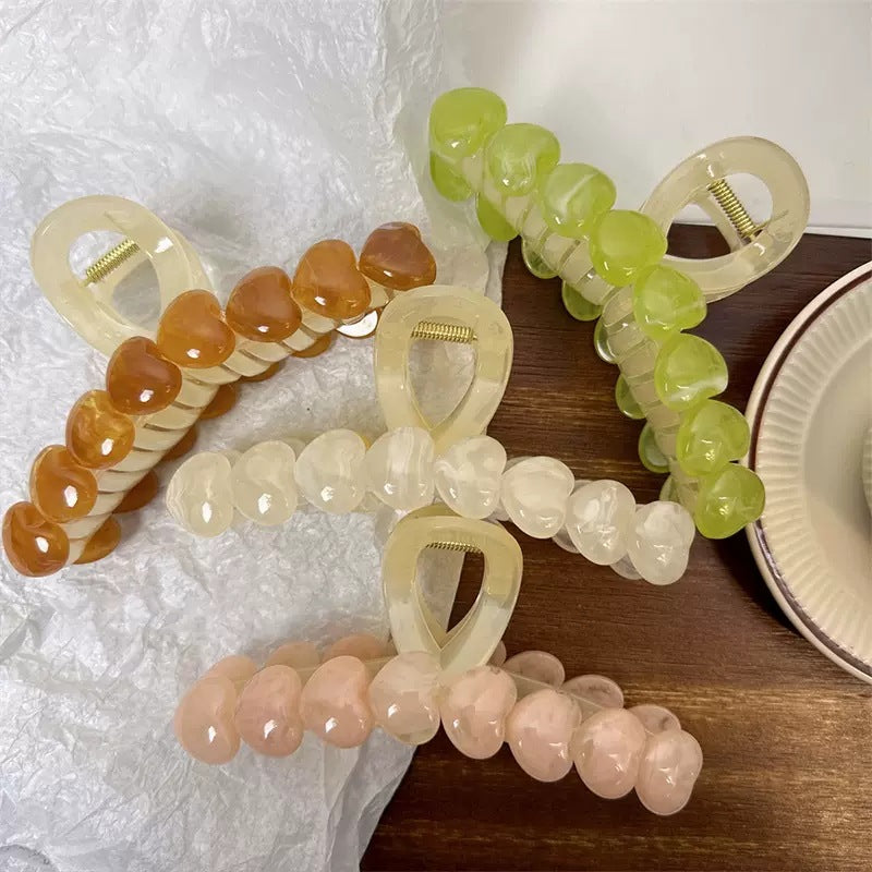 Large Acrylic Heart Hair Claw Clip