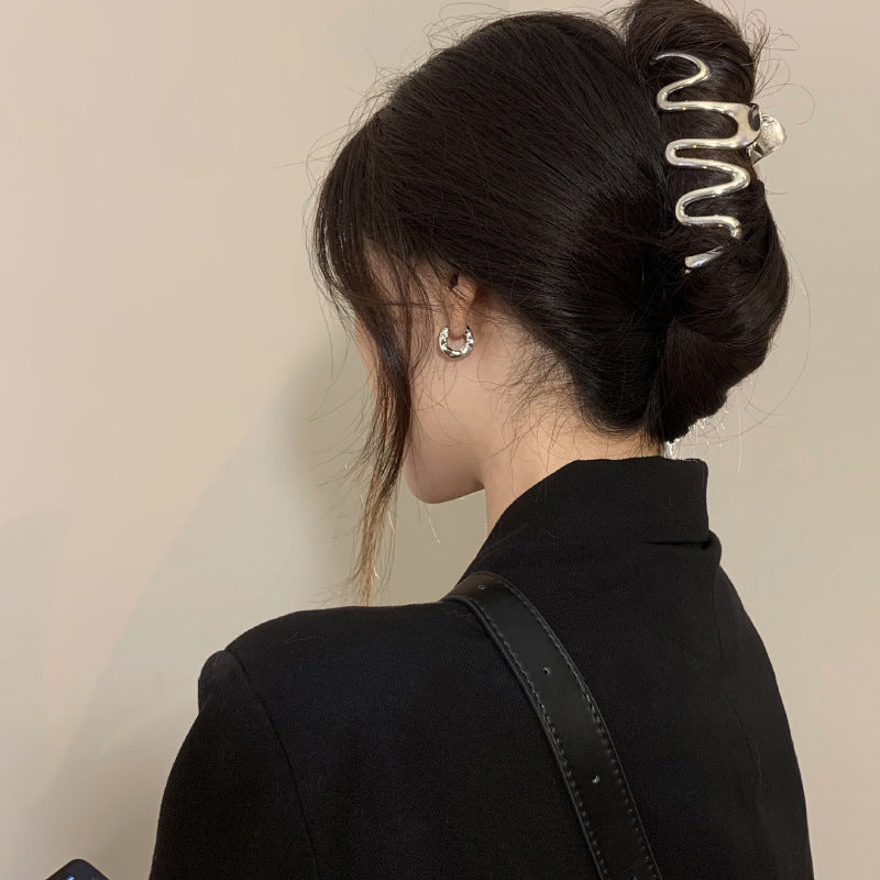 Large Metal Wave Hair Claw Clip view 3