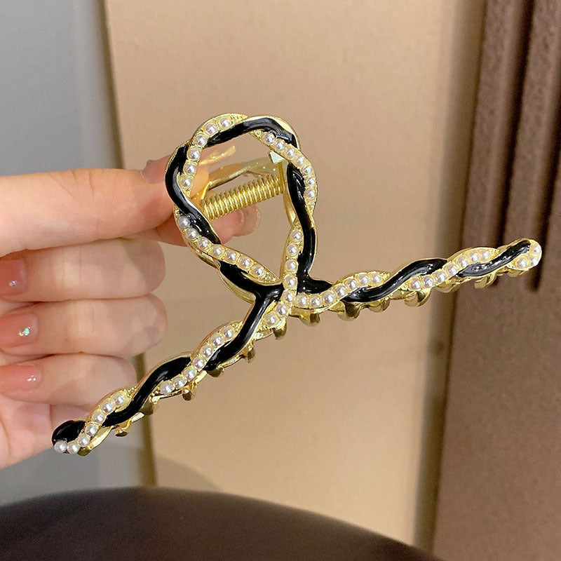 Large Pearl Trim Knot Hair Claw Clip view 5