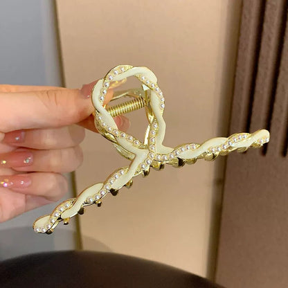 Large Pearl Trim Knot Hair Claw Clip view 6