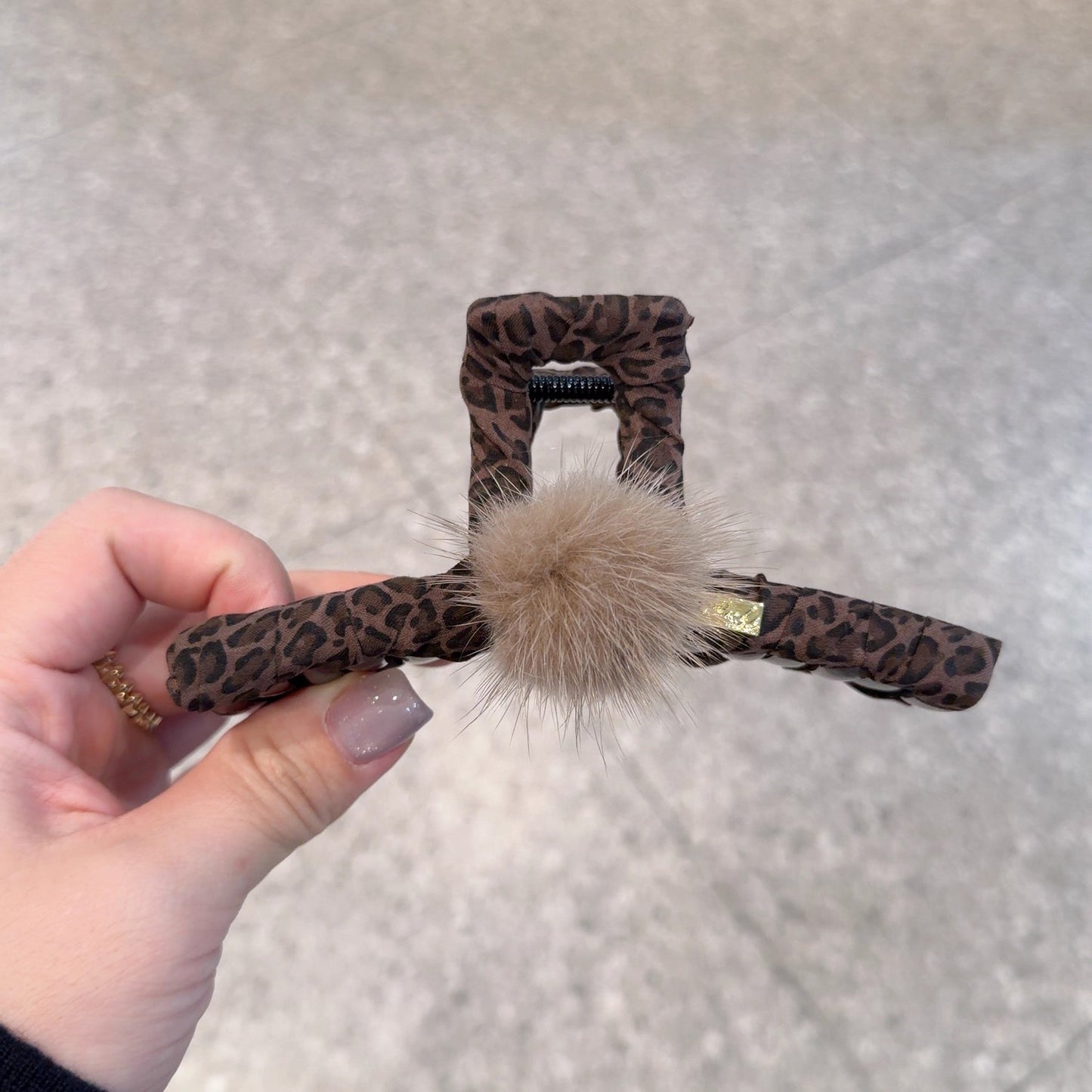 Leopard Pom Pom Hair Claw Clip view 7