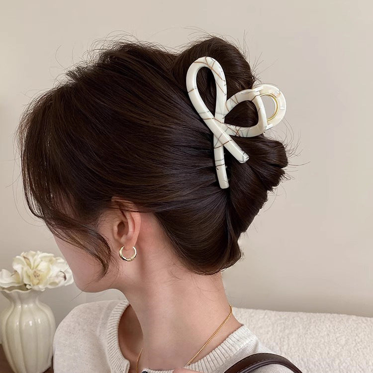 Line Art Bow Hair Claw Clip