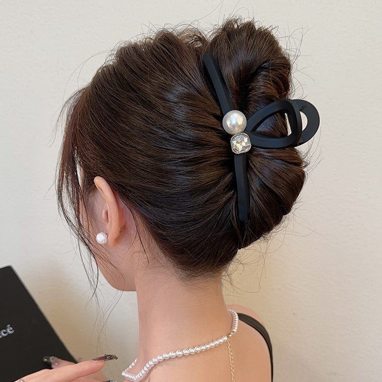 Matte Pearl Bow Hair Claw Clip view 4