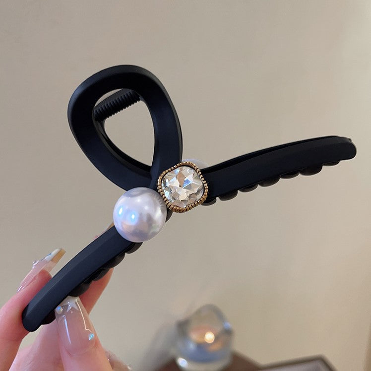 Matte Pearl Bow Hair Claw Clip view 6