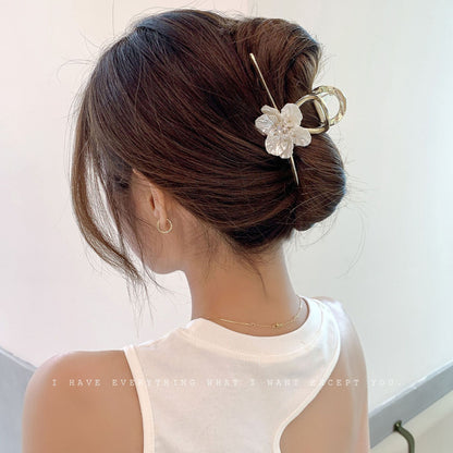 Metal Camellia Flower Hair Claw Clip view 3