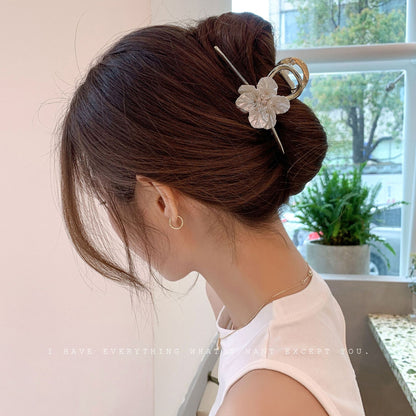 Metal Camellia Flower Hair Claw Clip view 4